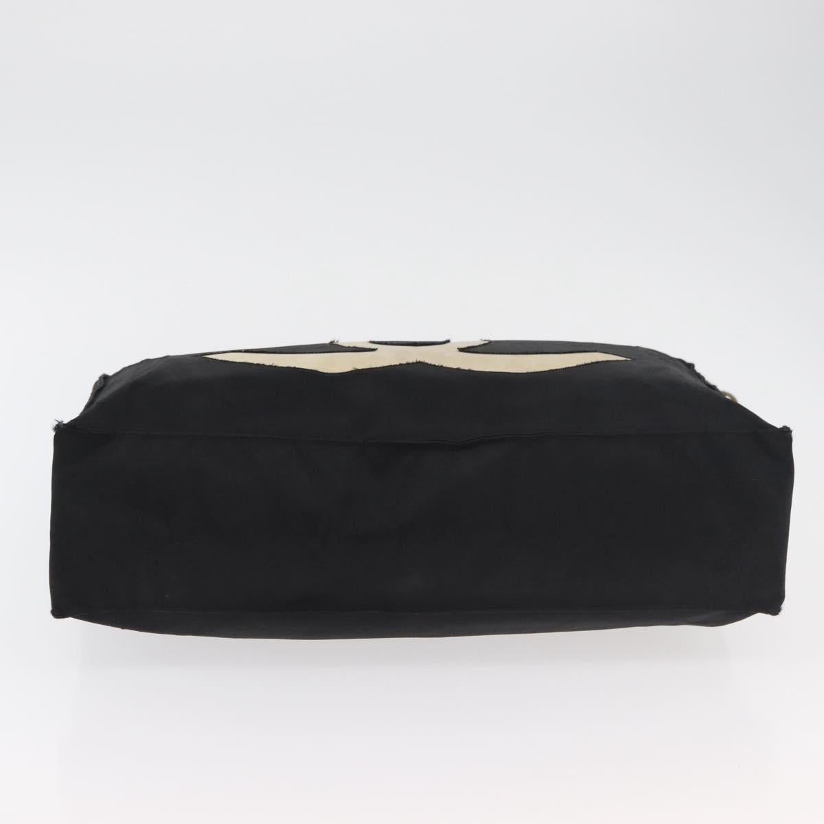 CHANEL COCO Mark Chain Tote Bag Nylon Black Gold CC Auth 165069