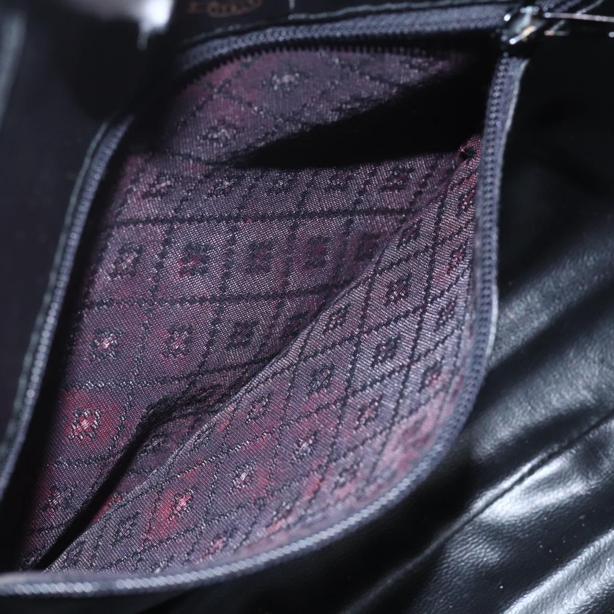 GUCCI Web Sherry Line Shoulder Bag Leather Black Red Green Auth 165070V