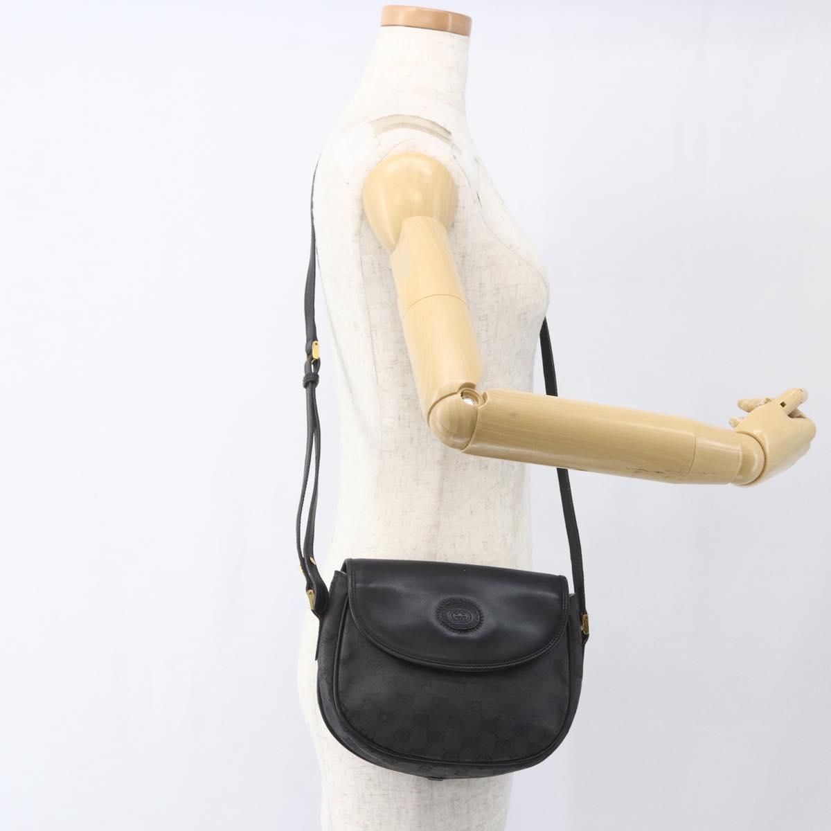 GUCCI GG Supreme Shoulder Bag Coated Canvas Black Gold 007 14 0074 Auth 165072