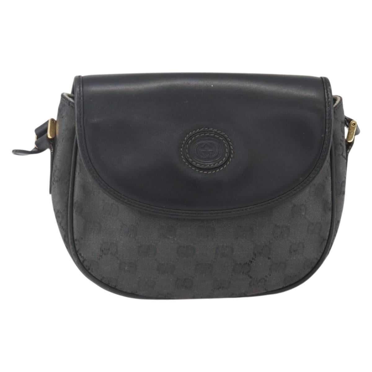GUCCI GG Supreme Shoulder Bag Coated Canvas Black Gold 007 14 0074 Auth 165072