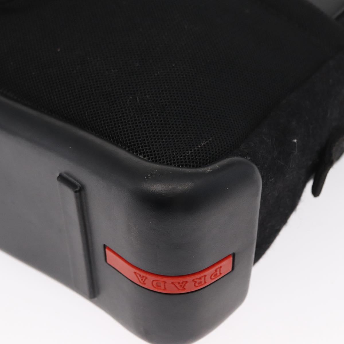 PRADA Sports Shoulder Bag Wool Black Silver Auth 165073