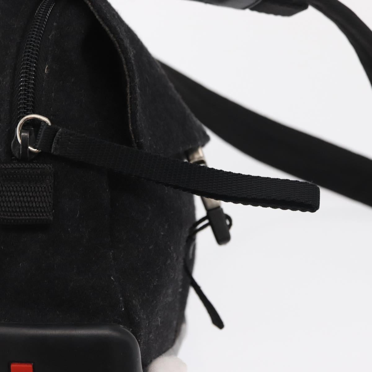 PRADA Sports Shoulder Bag Wool Black Silver Auth 165073