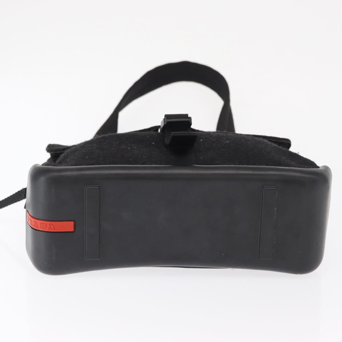 PRADA Sports Shoulder Bag Wool Black Silver Auth 165073