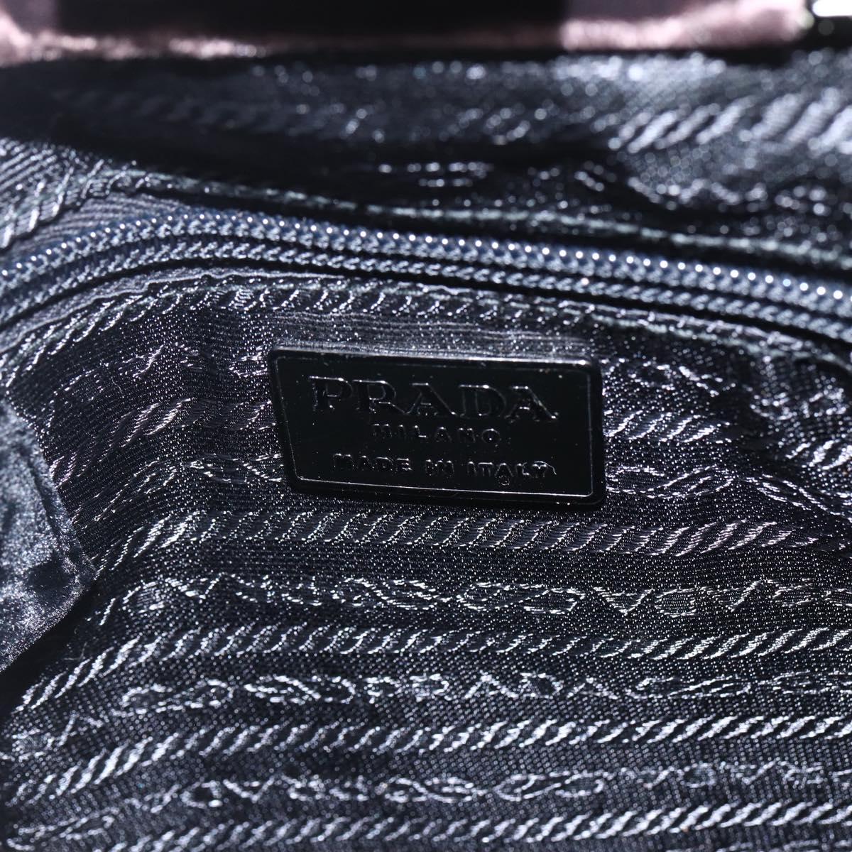 PRADA Hand Bag Velor Brown Silver Auth 165076