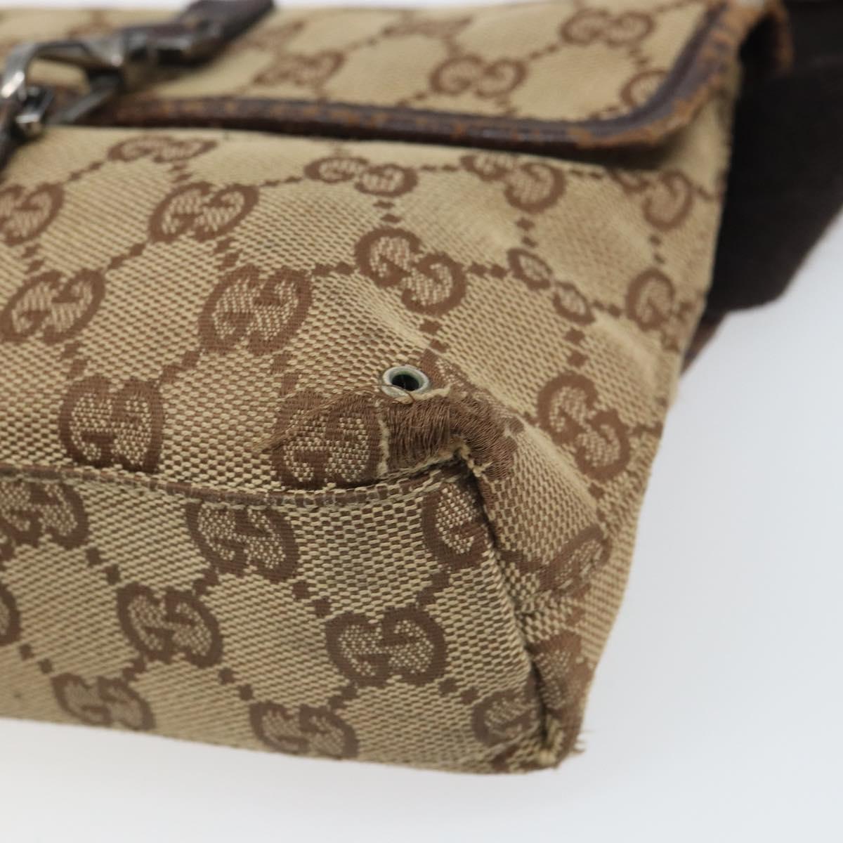 GUCCI GG Canvas Body Bag Beige Silver 92543 Auth 165079