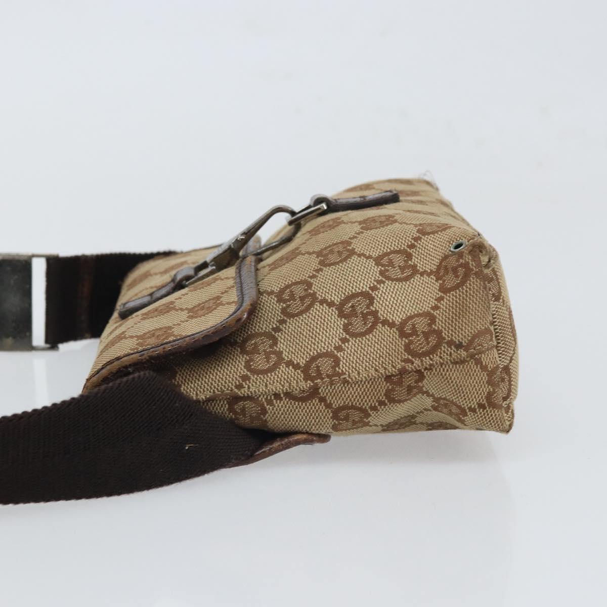 GUCCI GG Canvas Body Bag Beige Silver 92543 Auth 165079
