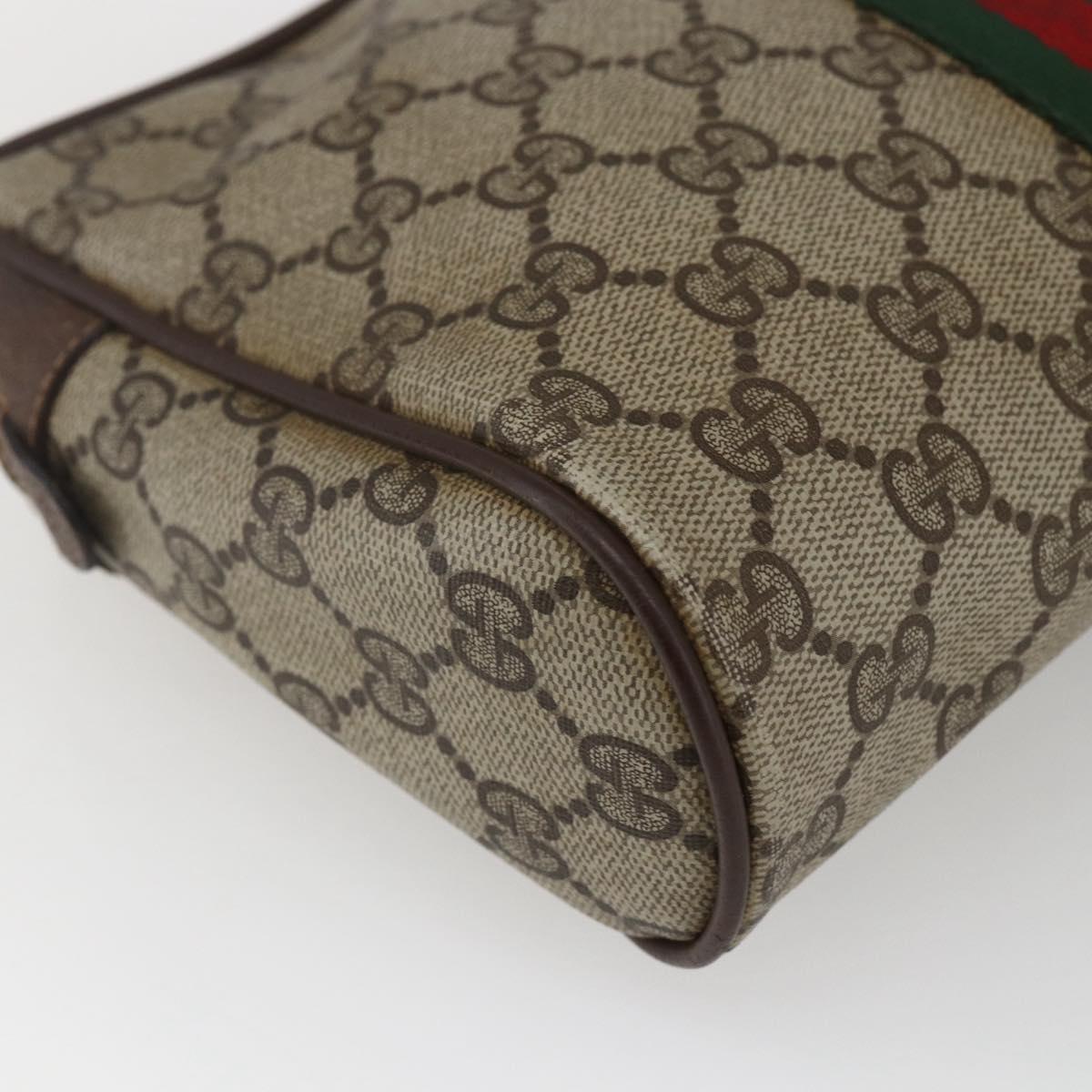 GUCCI GG Supreme Web Sherry Line Clutch Bag PVC Beige 156 01 012 Auth 165080