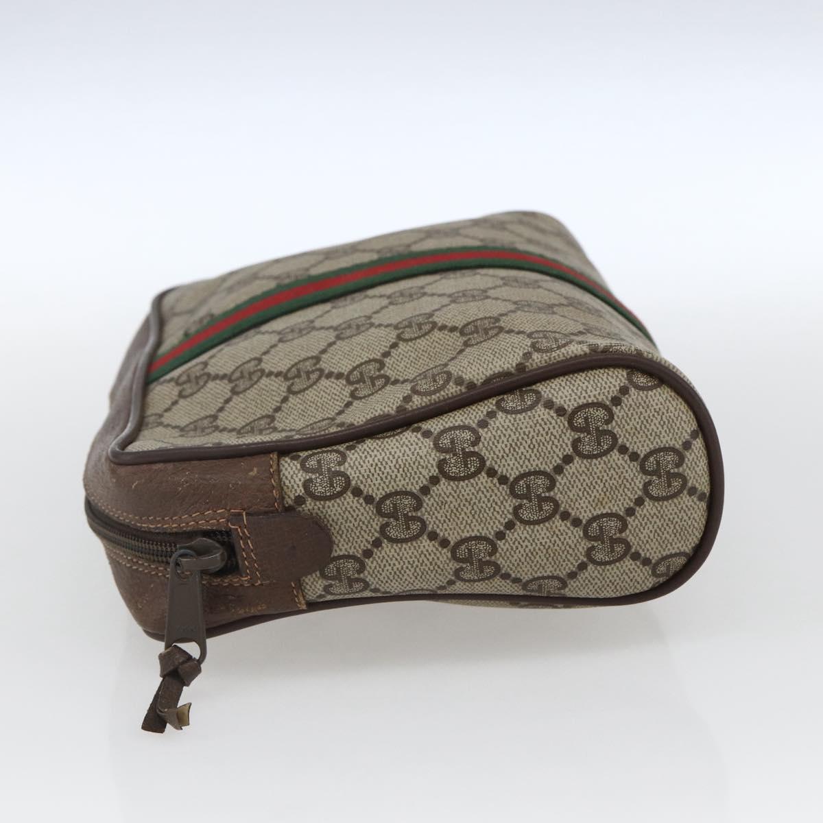 GUCCI GG Supreme Web Sherry Line Clutch Bag PVC Beige 156 01 012 Auth 165080