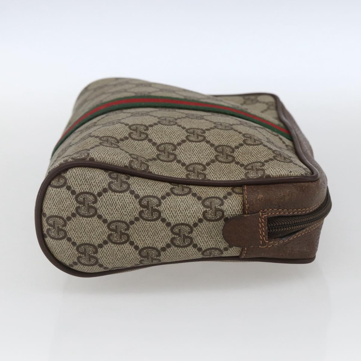 GUCCI GG Supreme Web Sherry Line Clutch Bag PVC Beige 156 01 012 Auth 165080