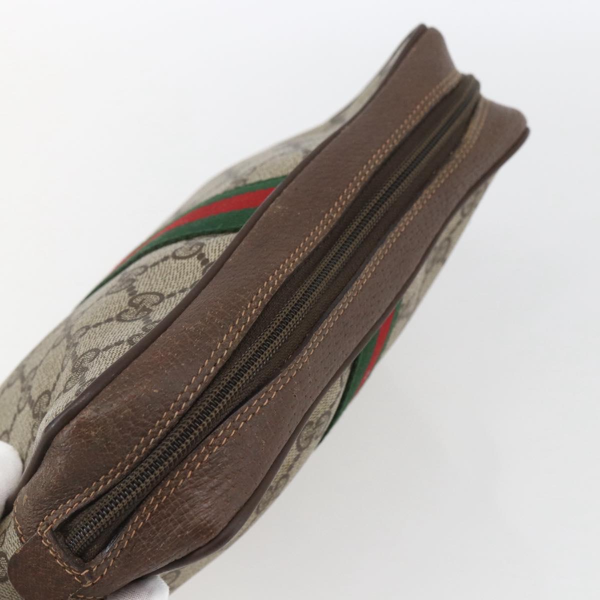 GUCCI GG Supreme Web Sherry Line Clutch Bag PVC Beige 156 01 012 Auth 165080