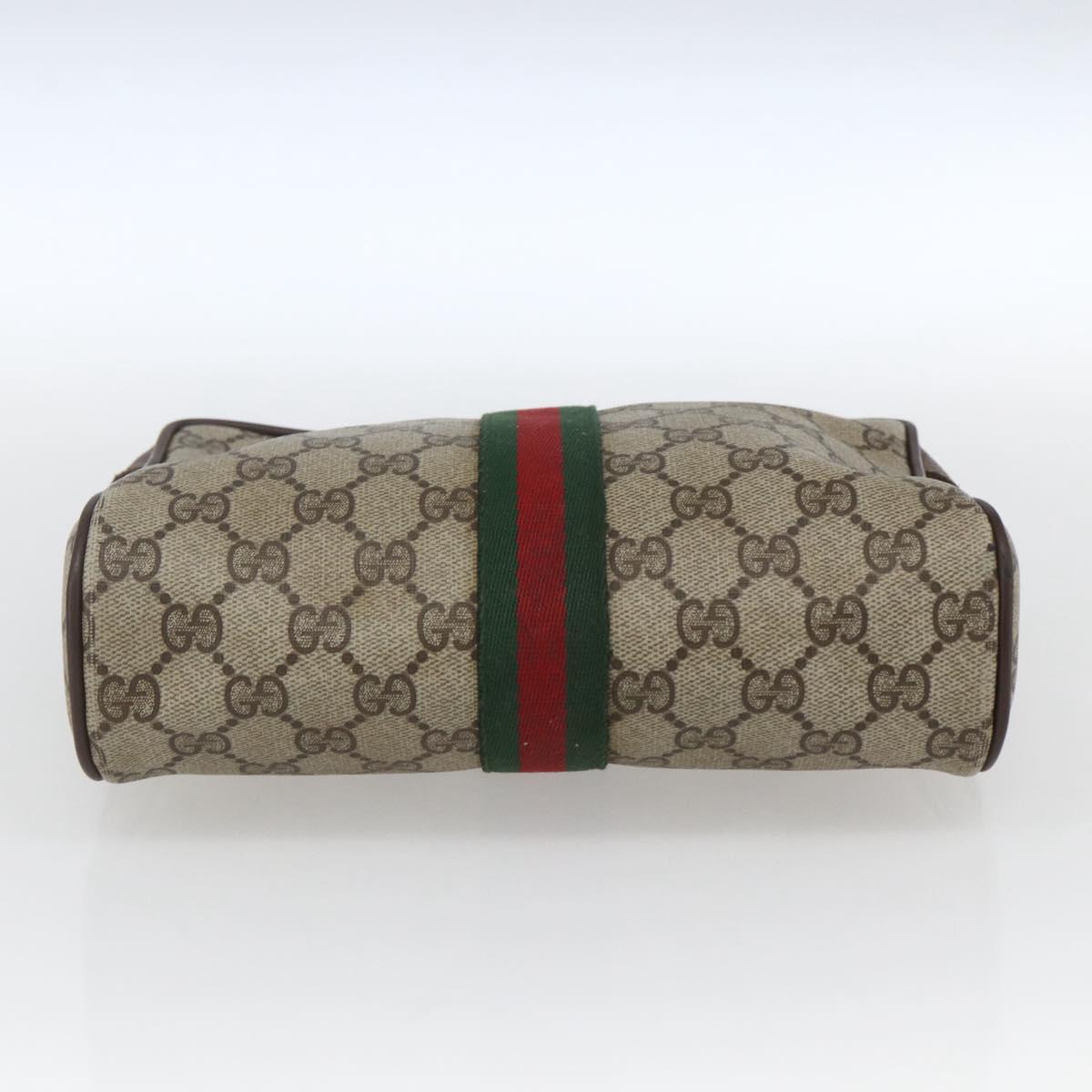 GUCCI GG Supreme Web Sherry Line Clutch Bag PVC Beige 156 01 012 Auth 165080