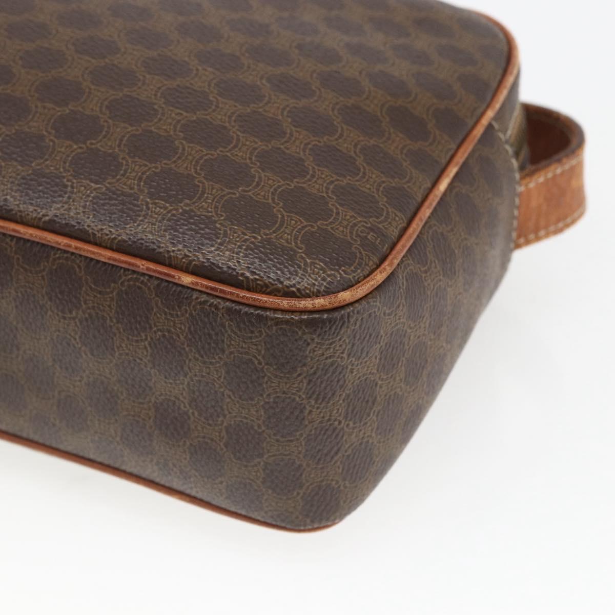 CELINE Macadam Canvas Shoulder Bag PVC Leather Brown Gold Auth 165081