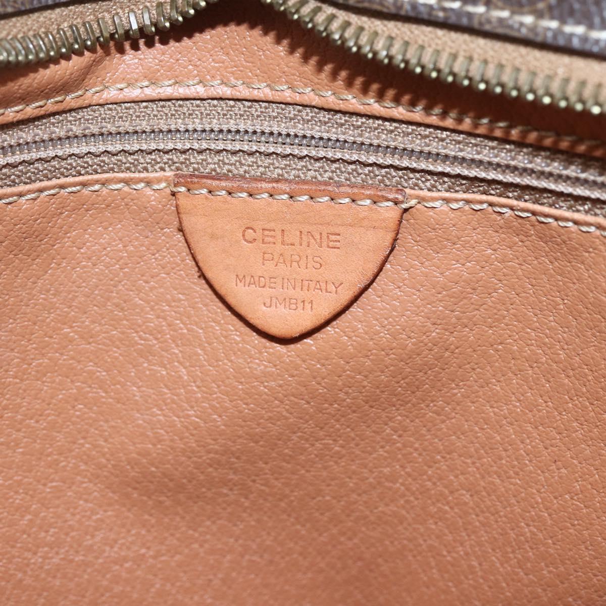 CELINE Macadam Canvas Shoulder Bag PVC Leather Brown Gold Auth 165081