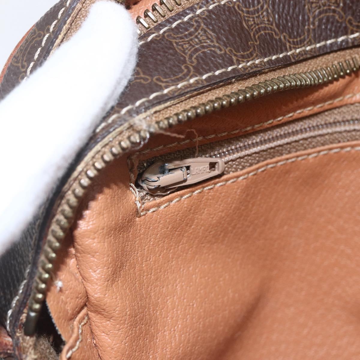 CELINE Macadam Canvas Shoulder Bag PVC Leather Brown Gold Auth 165081