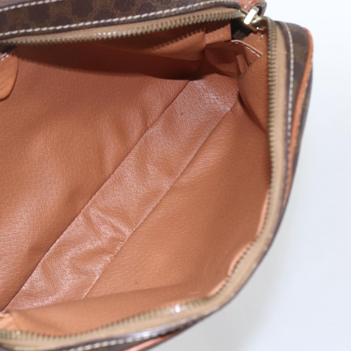 CELINE Macadam Canvas Shoulder Bag PVC Leather Brown Gold Auth 165081