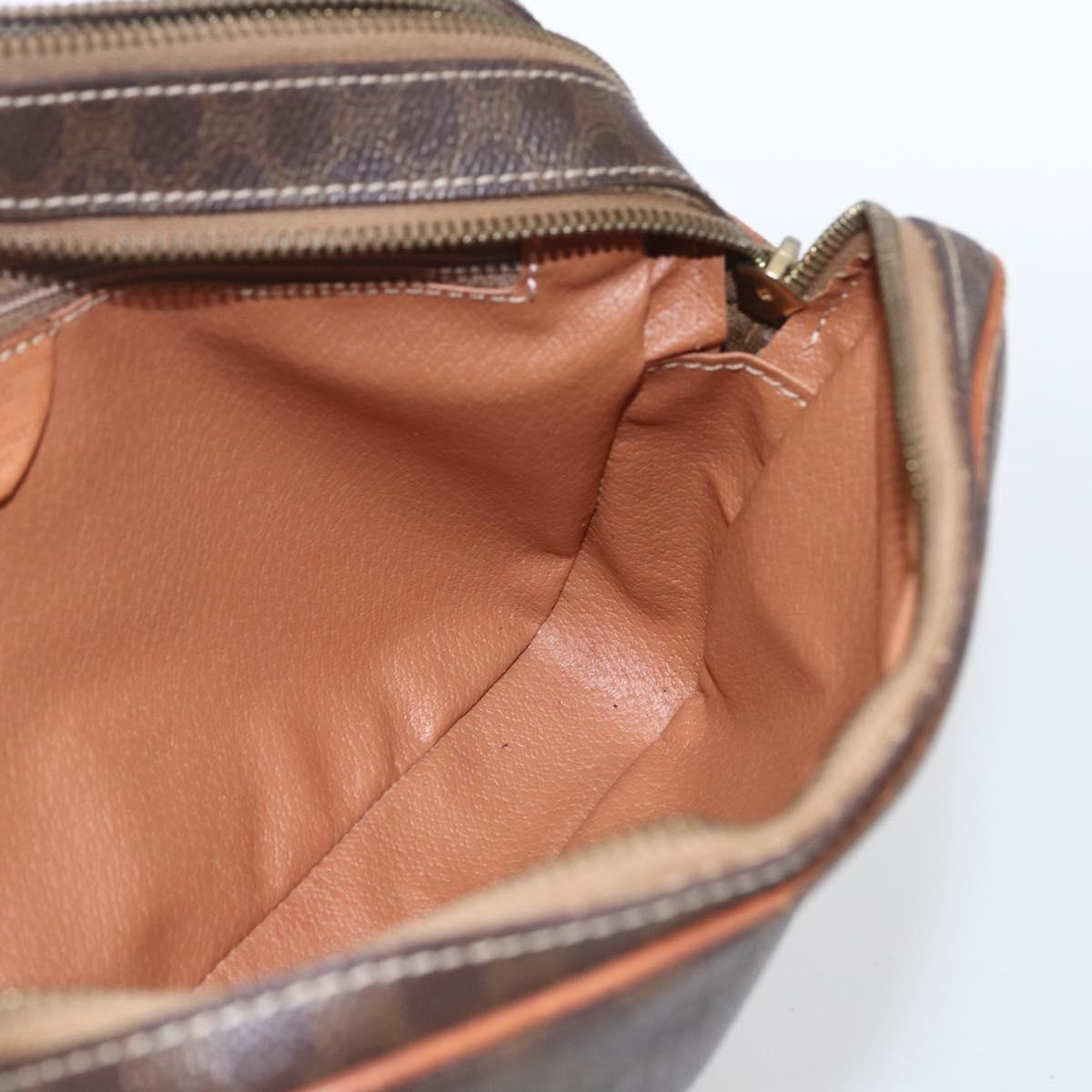 CELINE Macadam Canvas Shoulder Bag PVC Leather Brown Gold Auth 165081