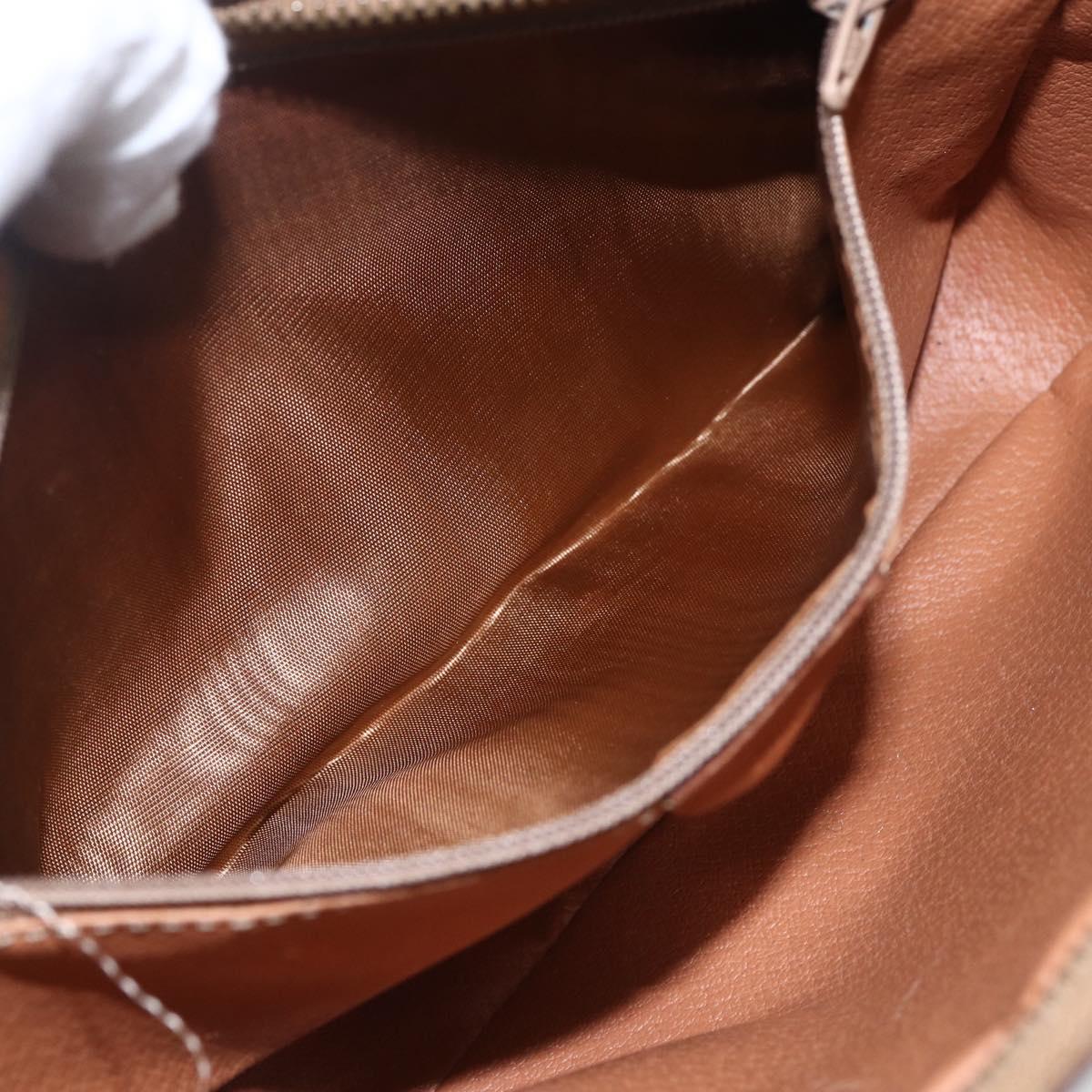 CELINE Macadam Canvas Shoulder Bag PVC Leather Brown Gold Auth 165081