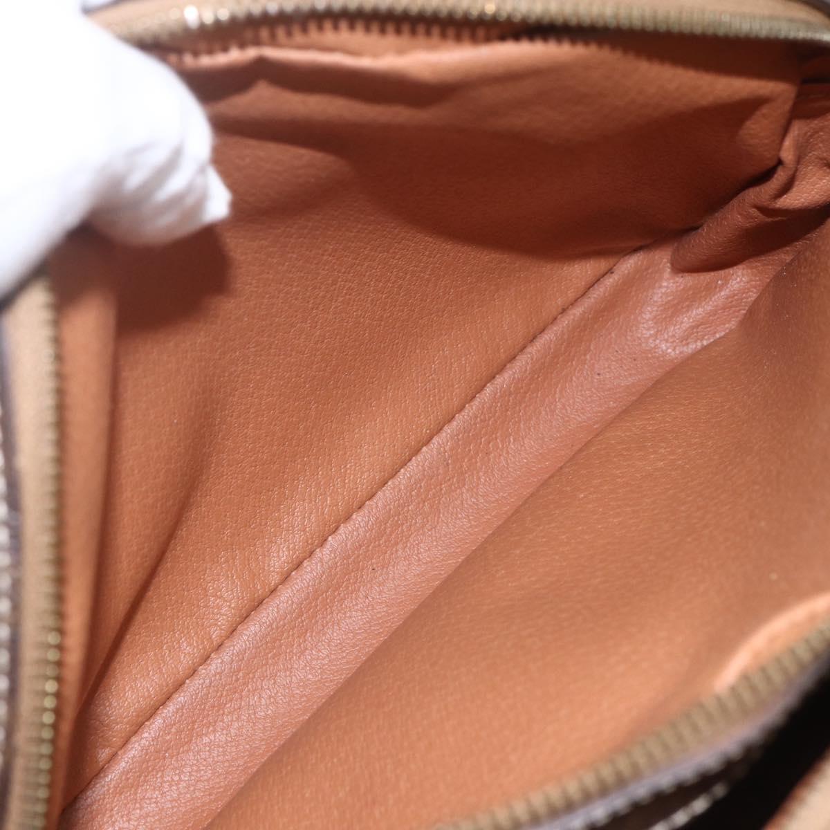 CELINE Macadam Canvas Shoulder Bag PVC Leather Brown Gold Auth 165081