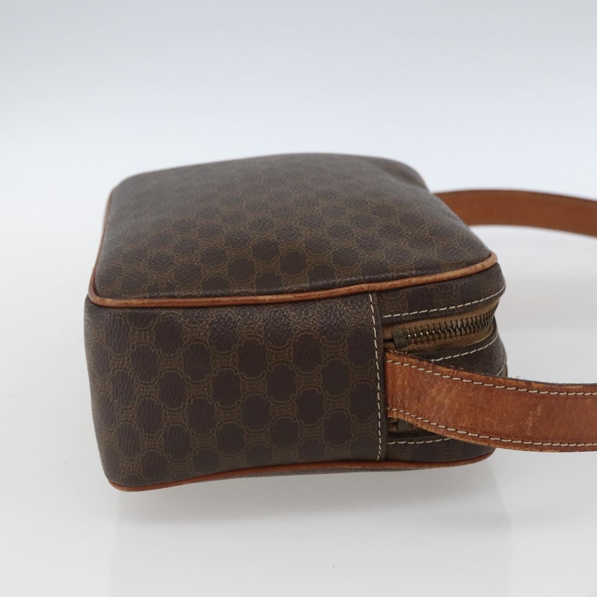 CELINE Macadam Canvas Shoulder Bag PVC Leather Brown Gold Auth 165081