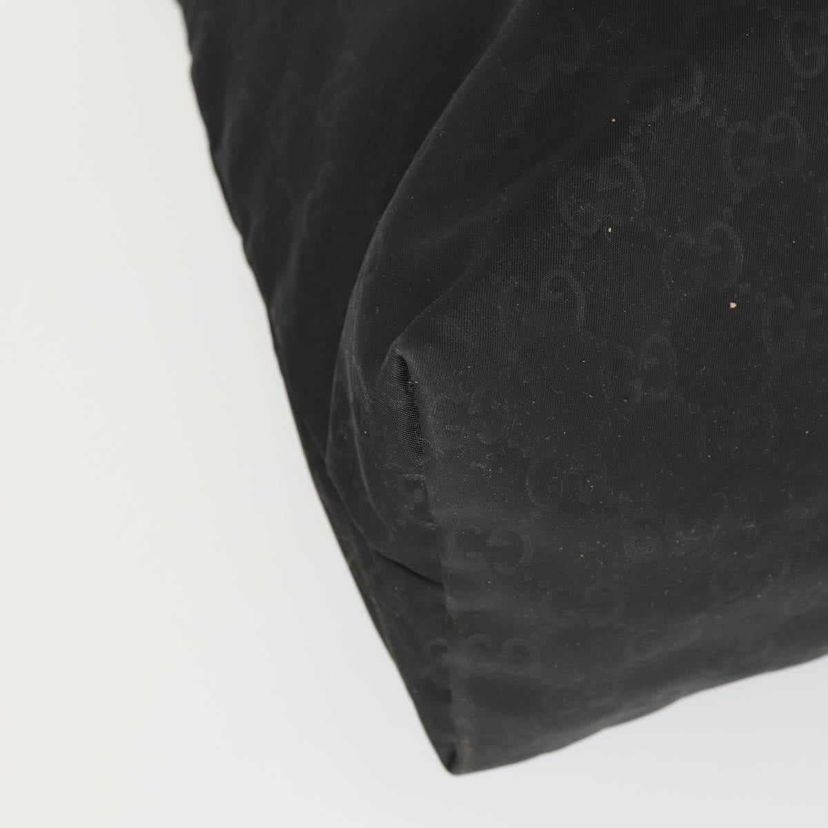 GUCCI GG Canvas Tote Bag Nylon Black Silver 295252 Auth 165091