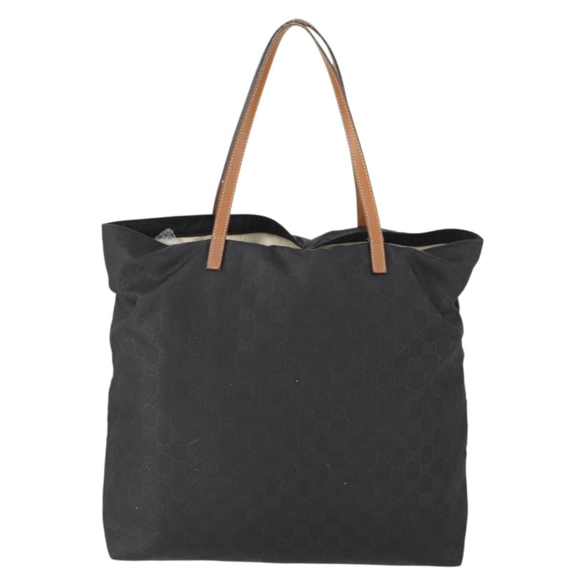 GUCCI GG Canvas Tote Bag Nylon Black Silver 295252 Auth 165091