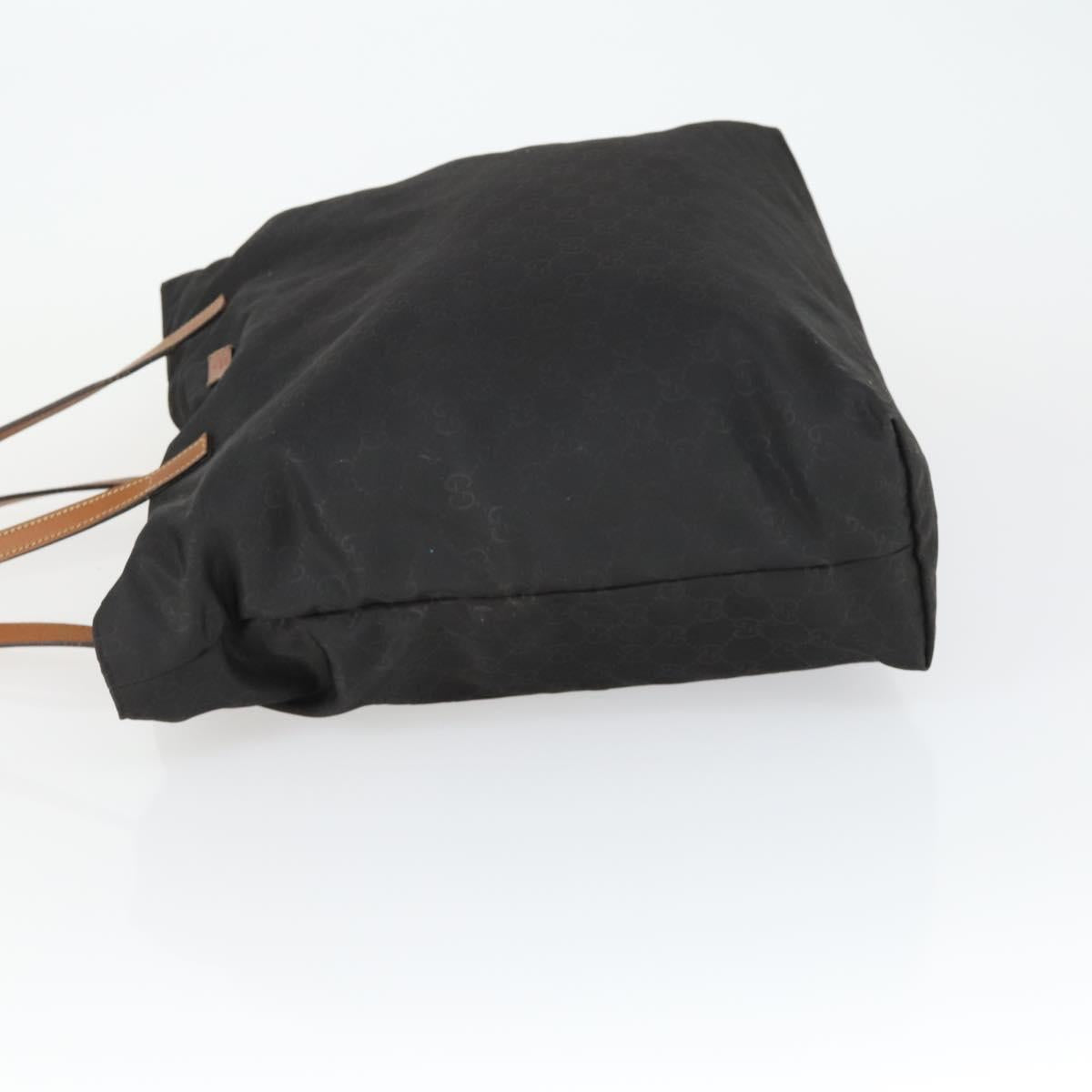 GUCCI GG Canvas Tote Bag Nylon Black Silver 295252 Auth 165091