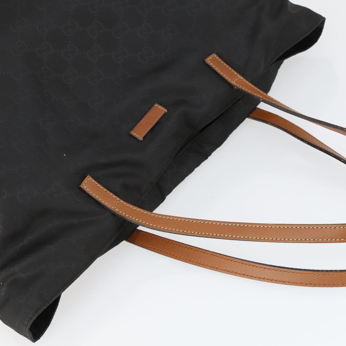 GUCCI GG Canvas Tote Bag Nylon Black Silver 295252 Auth 165091
