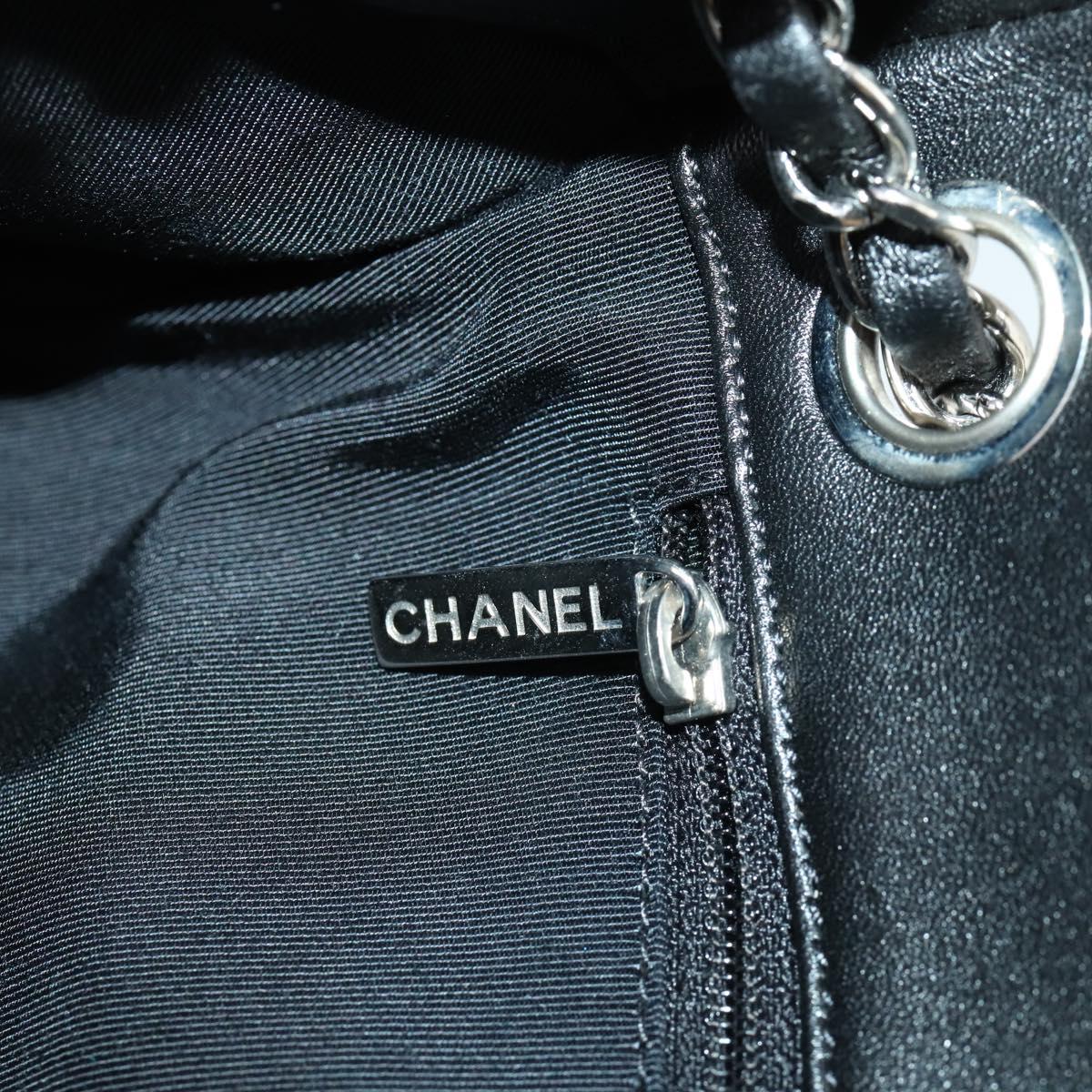 CHANEL Matelasse Hand Bag Patent leather Black Silver CC Auth 165093