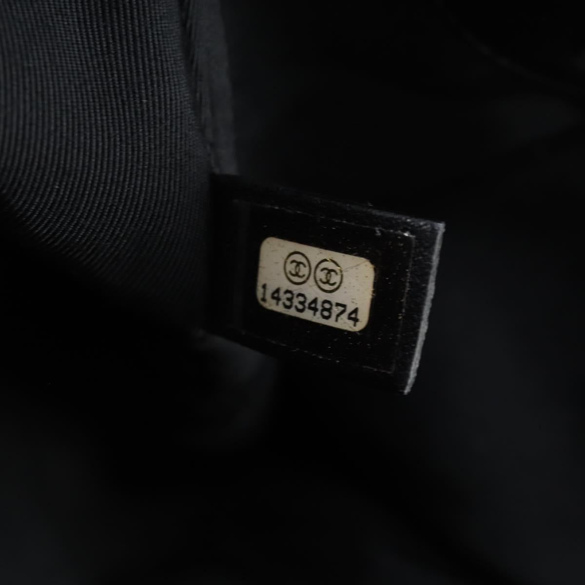 CHANEL Matelasse Hand Bag Patent leather Black Silver CC Auth 165093