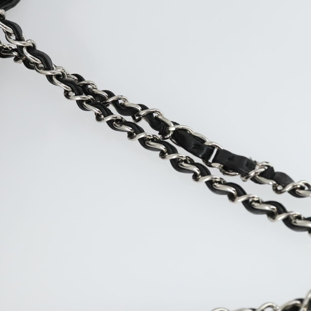 CHANEL Matelasse Hand Bag Patent leather Black Silver CC Auth 165093