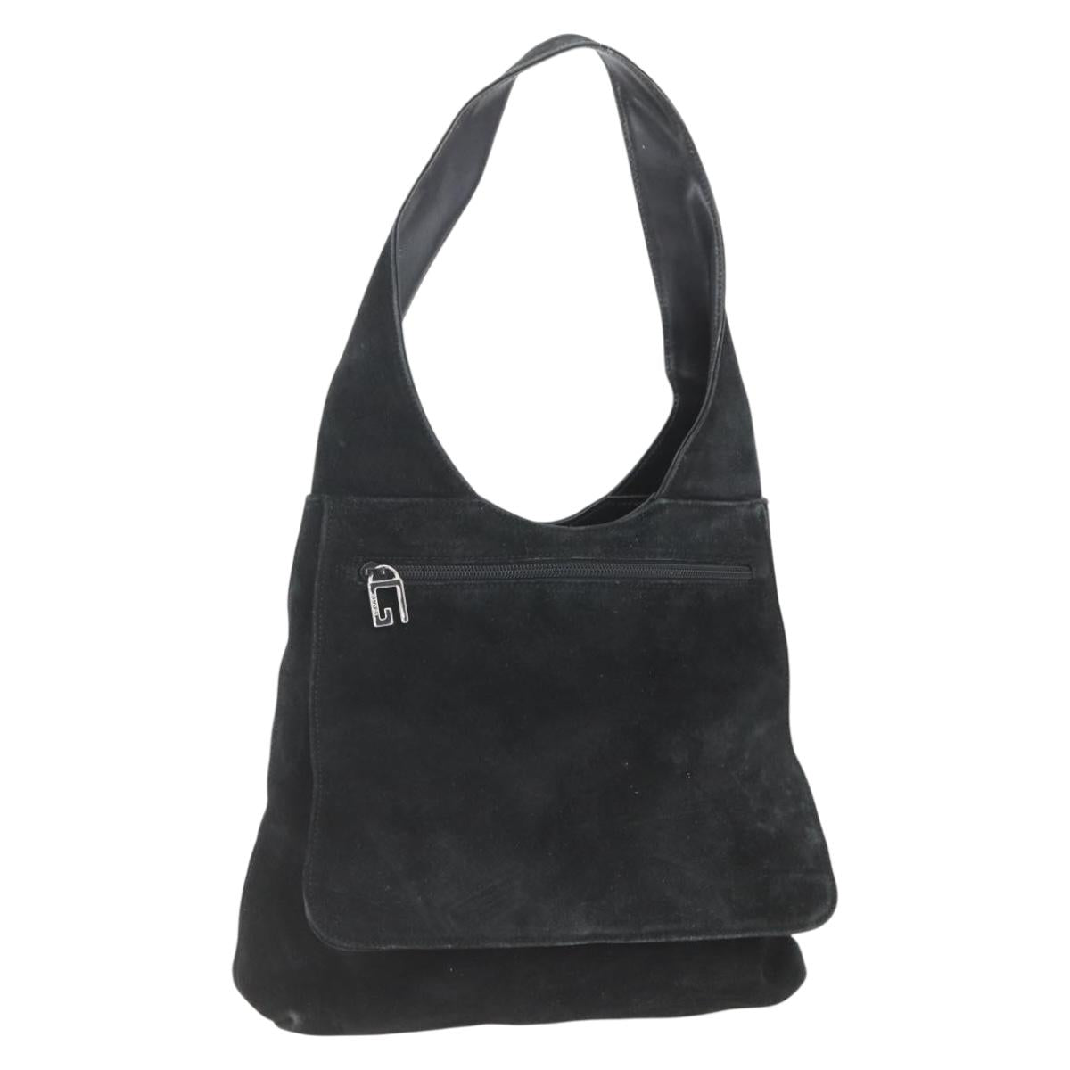 GUCCI Shoulder Bag Suede Black Auth 165095