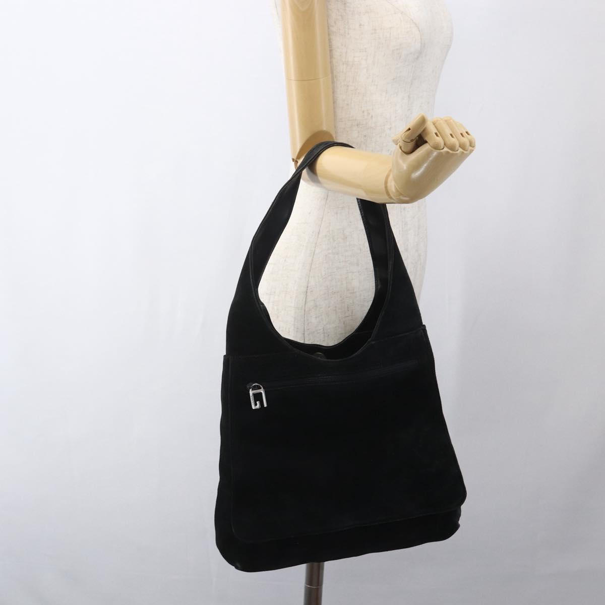 GUCCI Shoulder Bag Suede Black Auth 165095