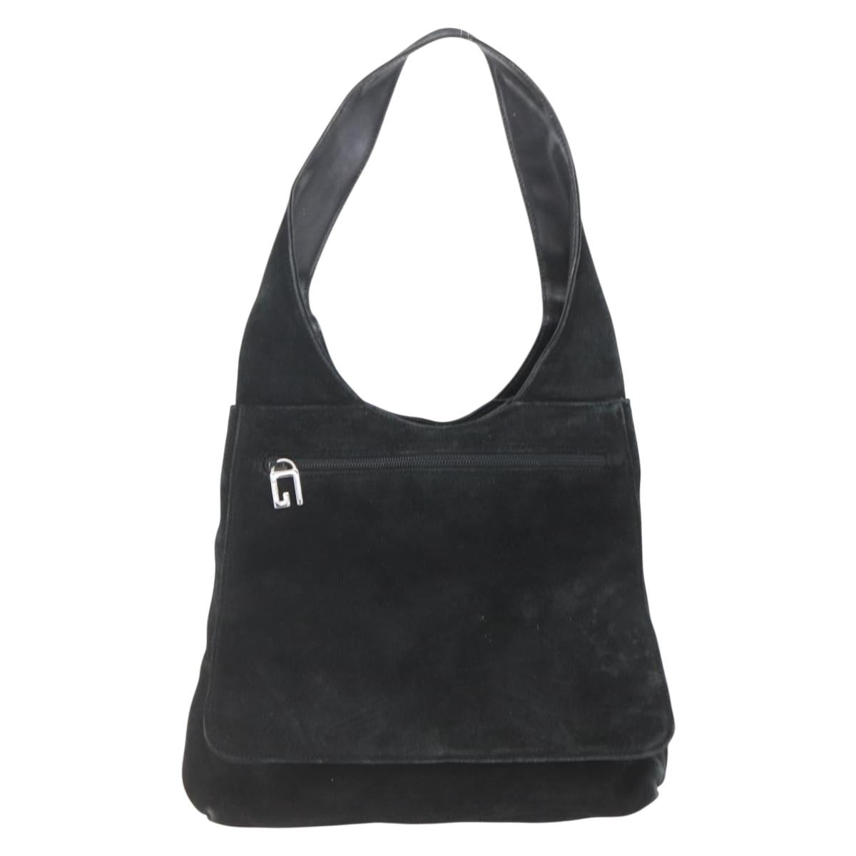 GUCCI Shoulder Bag Suede Black Auth 165095