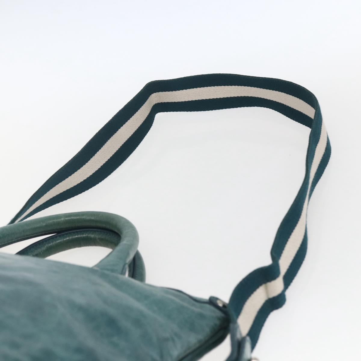 BALLY Hand Bag Leather 2way Green Silver Auth 165100