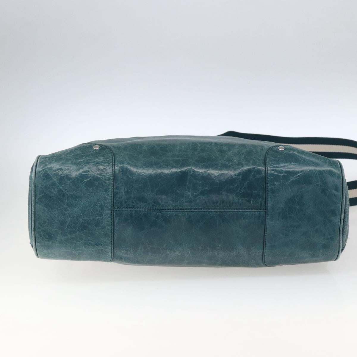 BALLY Hand Bag Leather 2way Green Silver Auth 165100