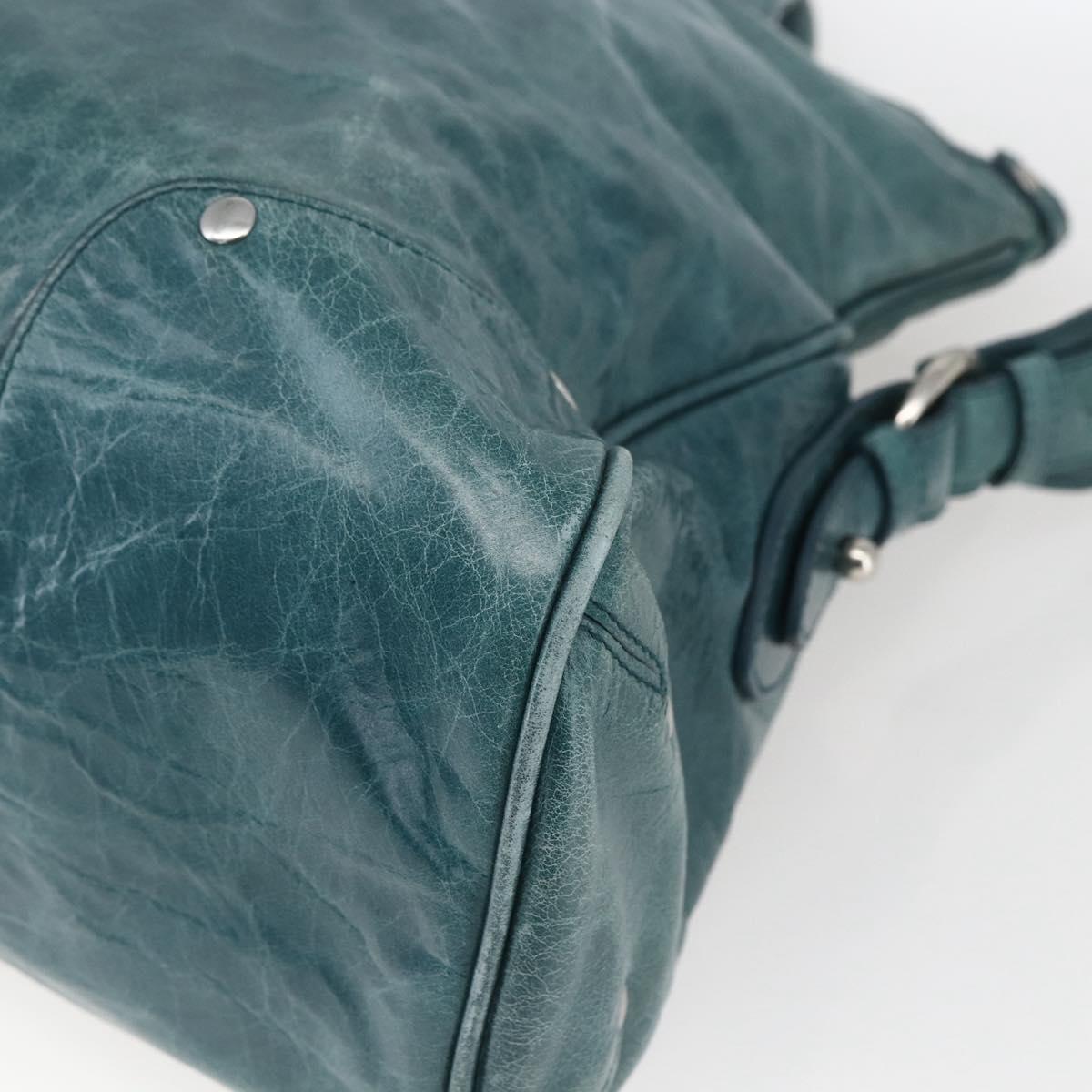 BALLY Hand Bag Leather 2way Green Silver Auth 165100
