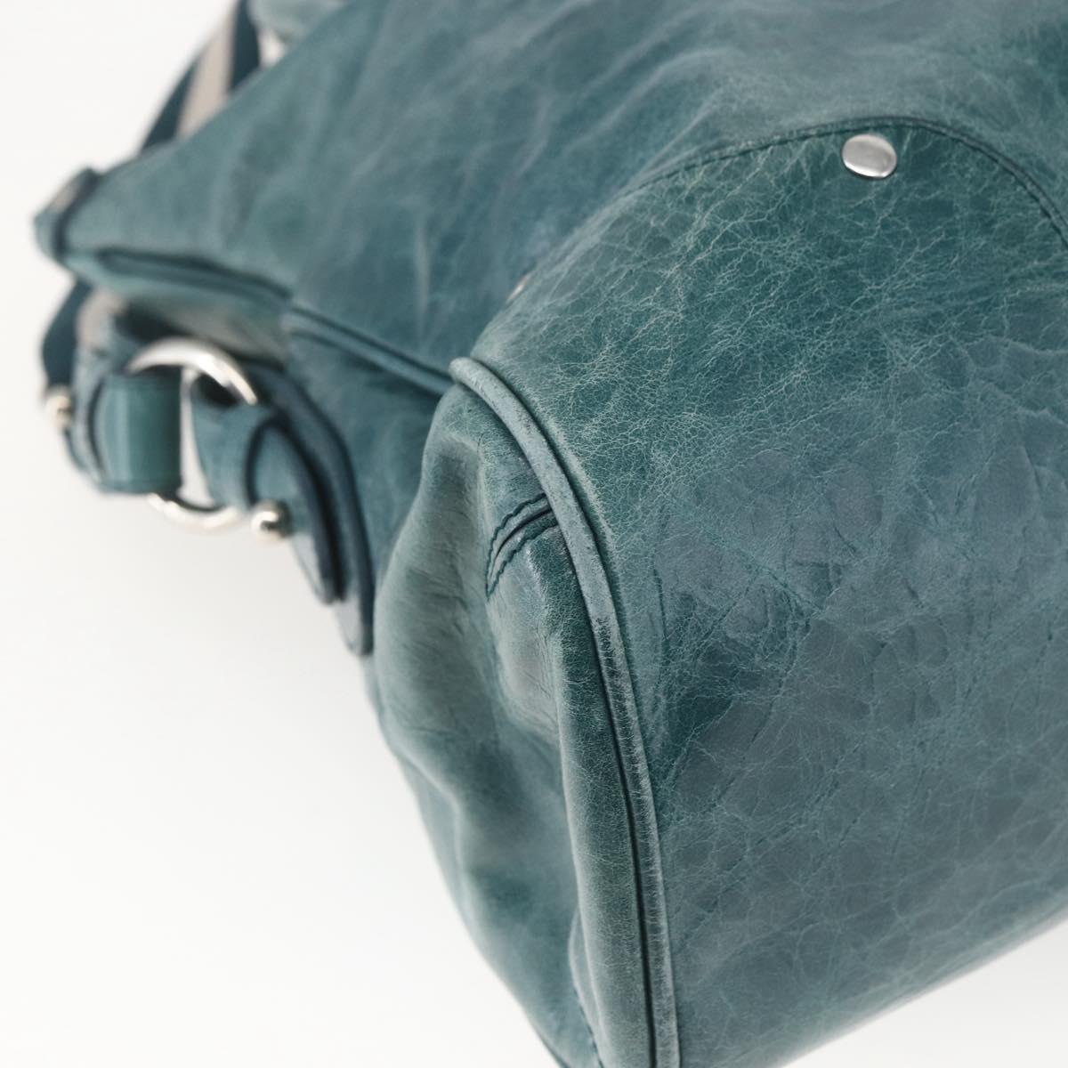 BALLY Hand Bag Leather 2way Green Silver Auth 165100