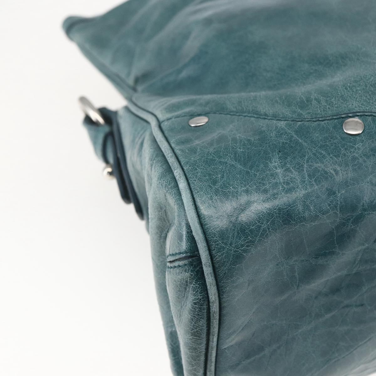 BALLY Hand Bag Leather 2way Green Silver Auth 165100