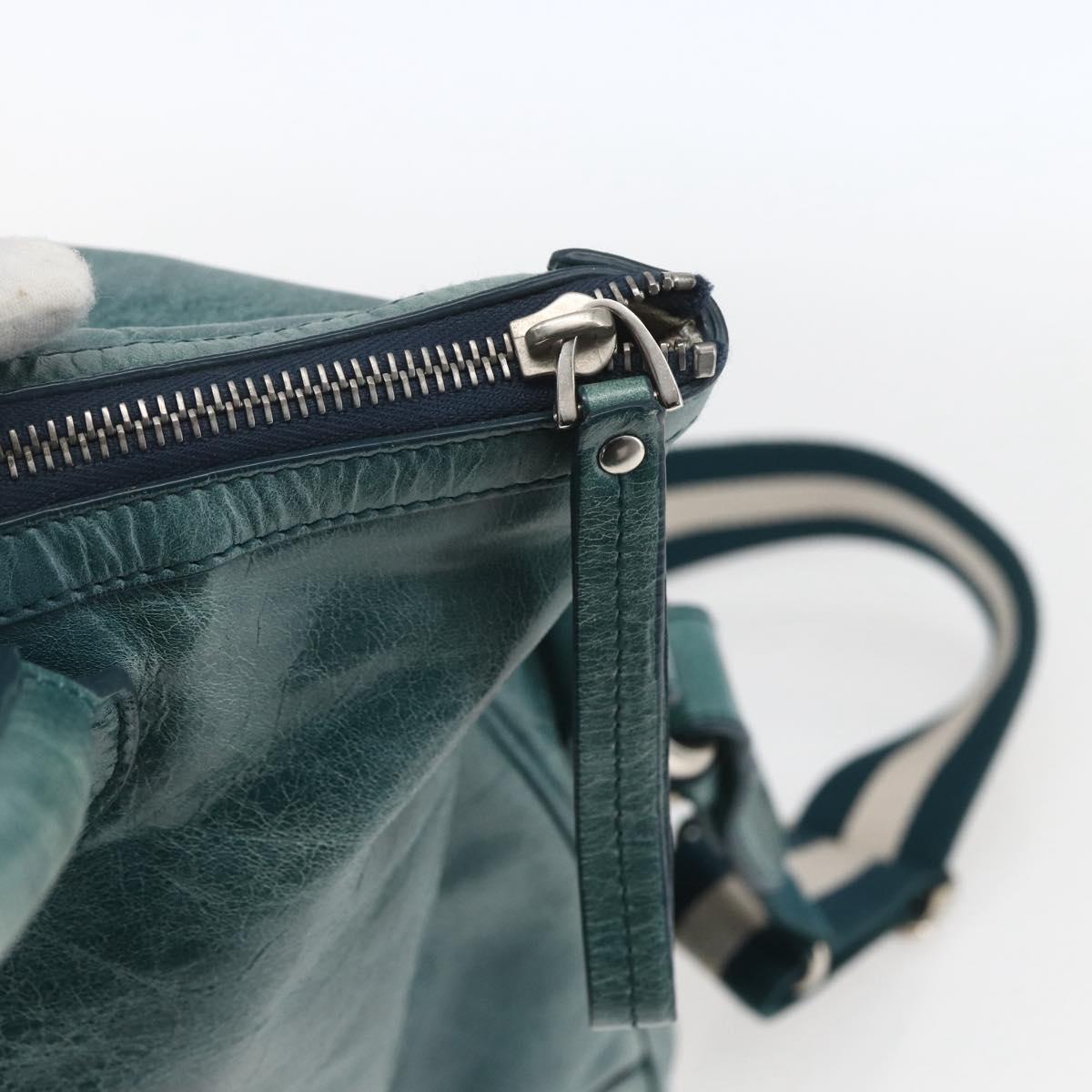 BALLY Hand Bag Leather 2way Green Silver Auth 165100