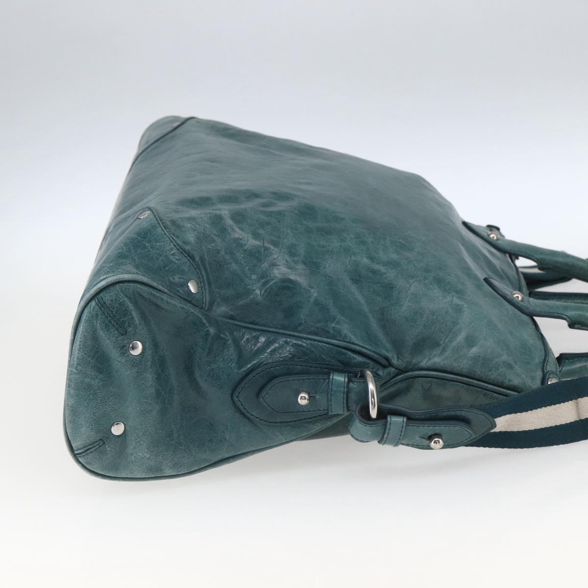 BALLY Hand Bag Leather 2way Green Silver Auth 165100