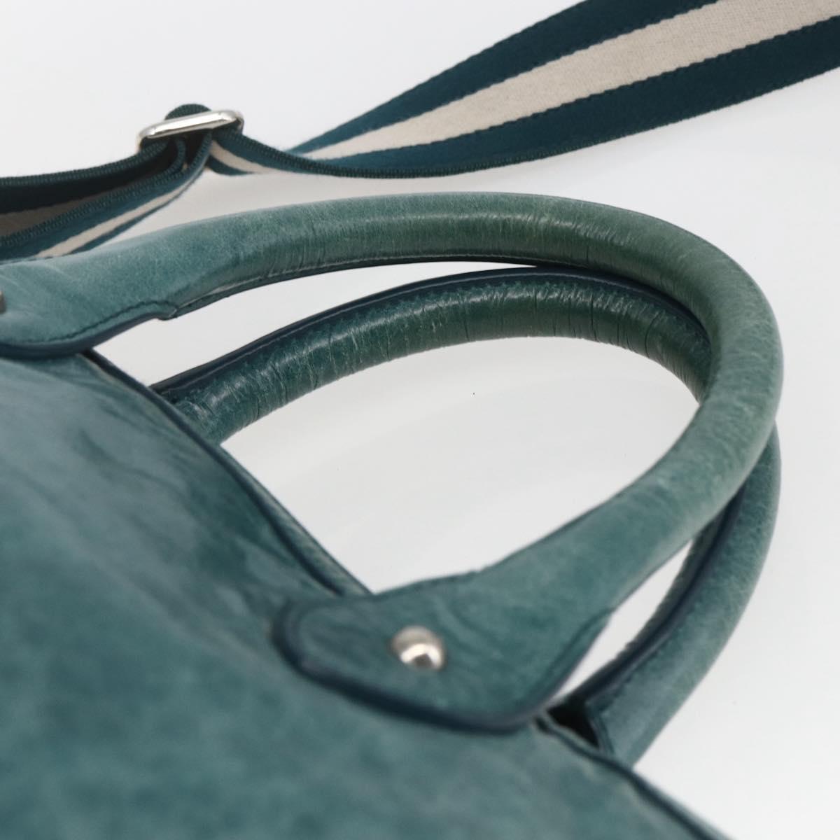 BALLY Hand Bag Leather 2way Green Silver Auth 165100