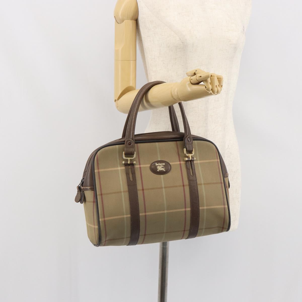 Burberrys Nova Check Hand Bag Canvas Beige Auth 165101