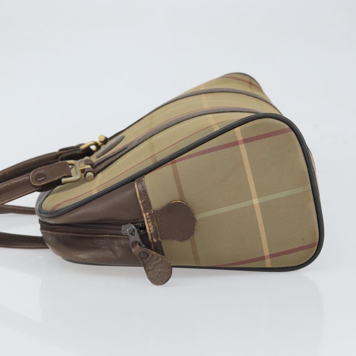Burberrys Nova Check Hand Bag Canvas Beige Auth 165101