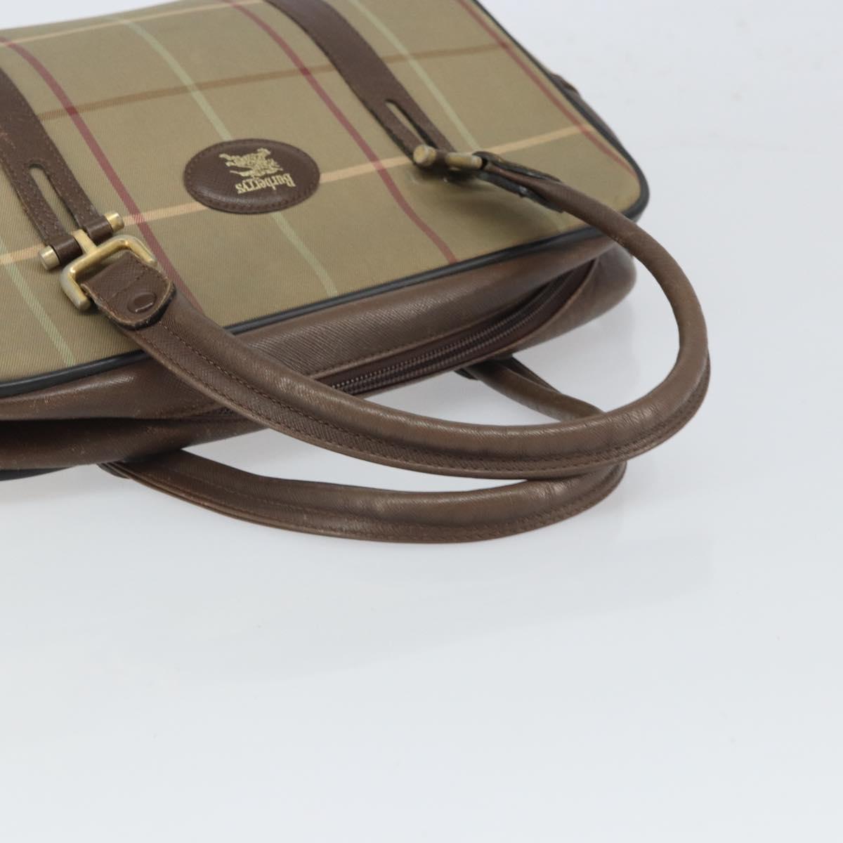 Burberrys Nova Check Hand Bag Canvas Beige Auth 165101