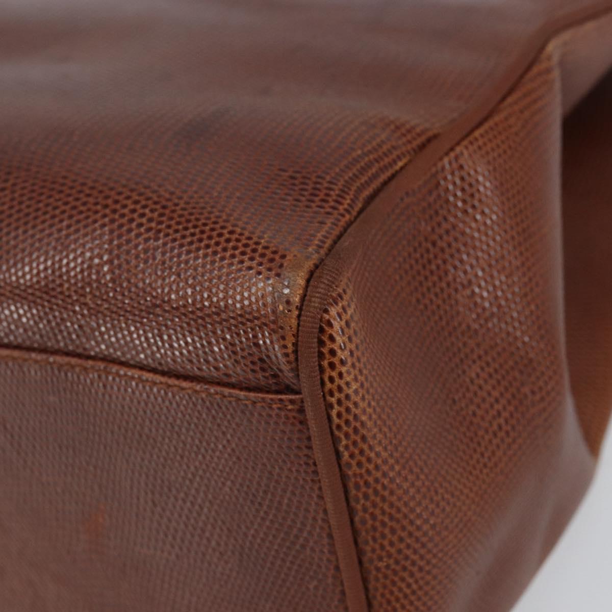 Salvatore Ferragamo Vala Tote Bag Leather Brown Gold Auth 165105