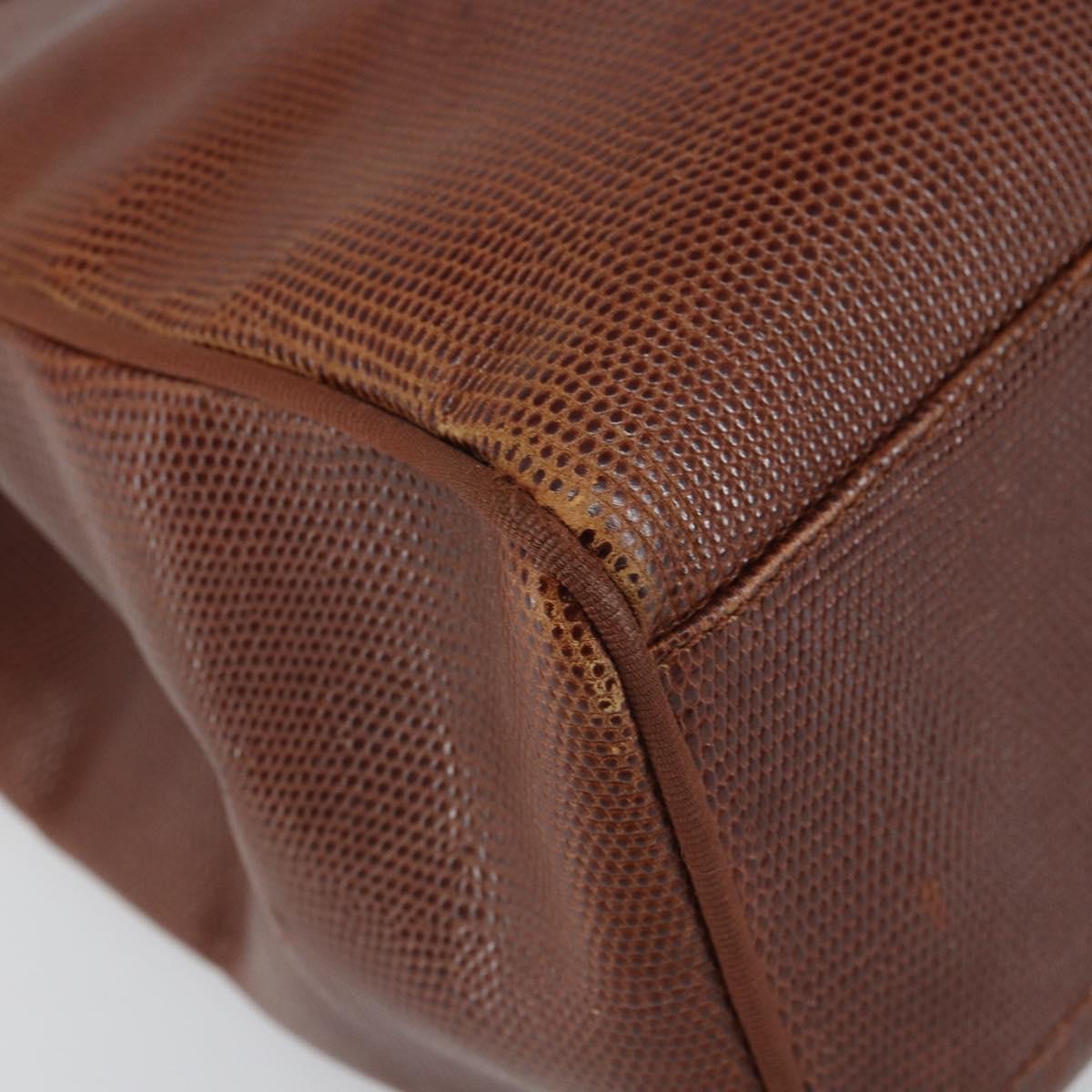 Salvatore Ferragamo Vala Tote Bag Leather Brown Gold Auth 165105