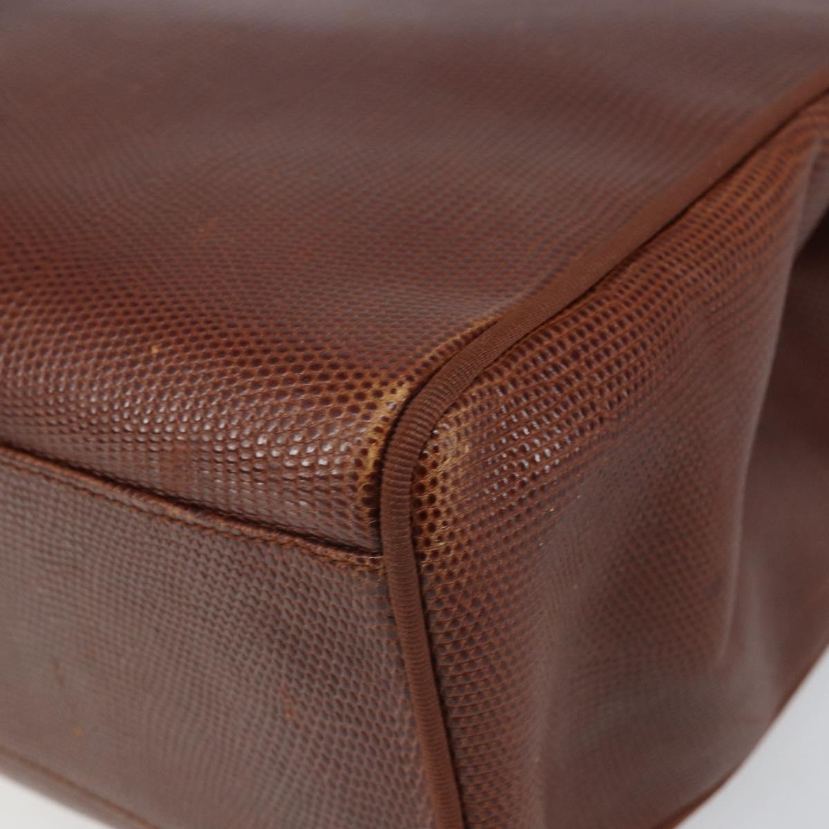 Salvatore Ferragamo Vala Tote Bag Leather Brown Gold Auth 165105