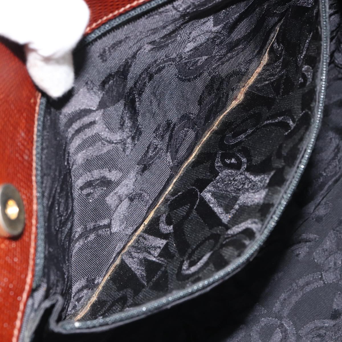 Salvatore Ferragamo Vala Tote Bag Leather Brown Gold Auth 165105