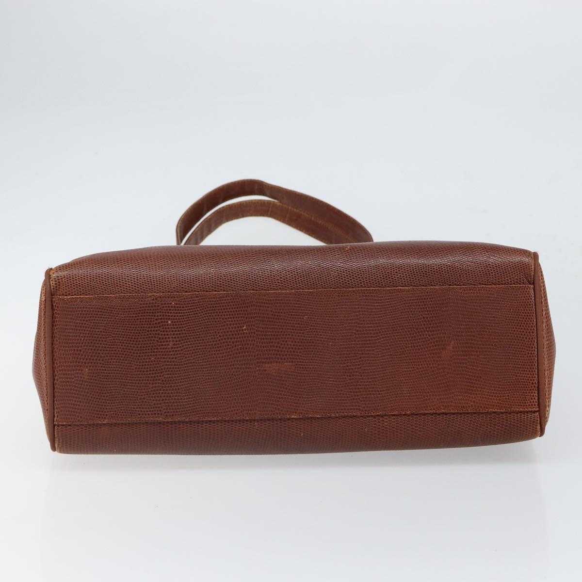 Salvatore Ferragamo Vala Tote Bag Leather Brown Gold Auth 165105