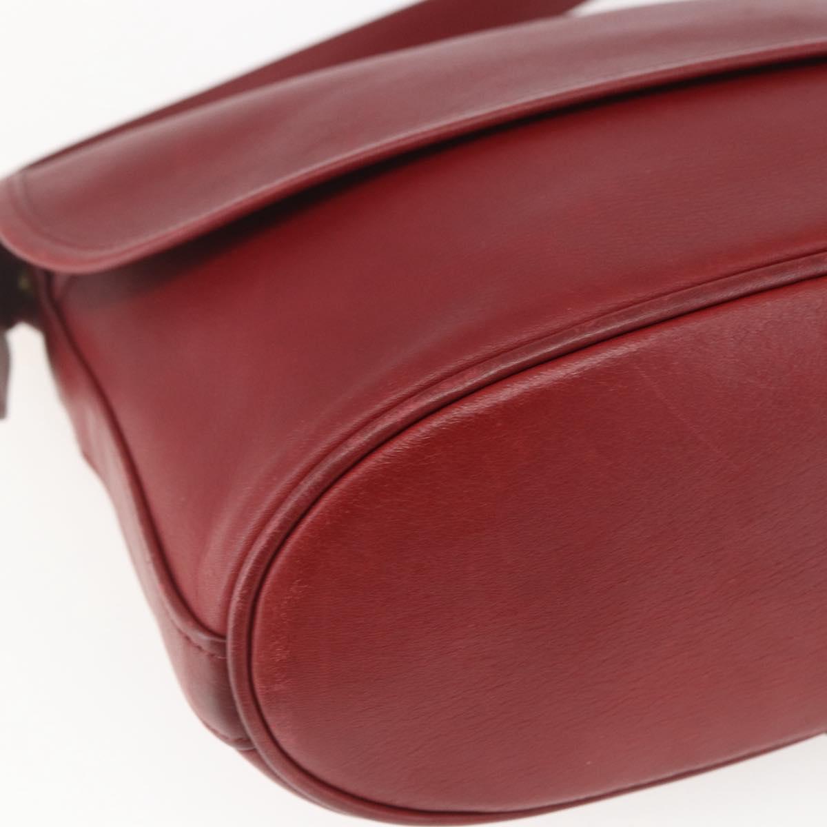 Coach Shoulder Bag Leather Red Gold Auth 165111